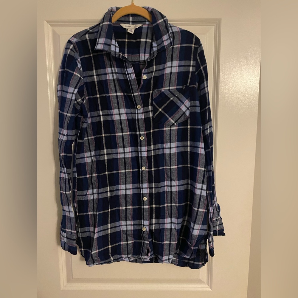 Old Navy Blue Flannel Tunic Shirt